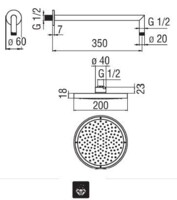 Верхний душ Nobili 200 мм Diamond smoke PVD