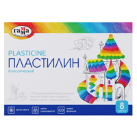 Plastilin Gamma "Klassik", 08 rang, 160g, stack bilan, kartonli qadoqlash